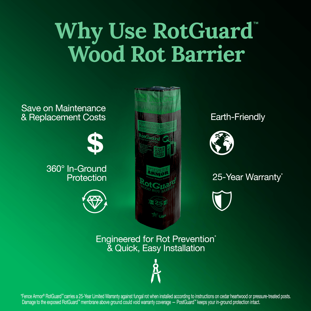 RotGuard™ - 6x6 Series RotGuard™ - 6x6 Series 6x6 Posts or smaller RotGuard™ self-adhesive wrap - Rot Barrier Fence Armor