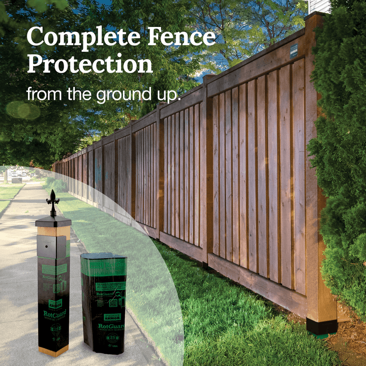 RotGuard™ - 20' Foot Roll RotGuard™ - 20' Foot Roll 20' Foot Roll - Fits All Post Sizes RotGuard™ self-adhesive wrap - Rot Barrier Fence Armor