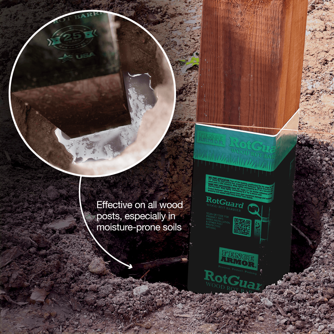 RotGuard™ - 4x4 Series RotGuard™ - 4x4 Series 4x4 Posts or smaller RotGuard™ self-adhesive wrap - Rot Barrier Fence Armor