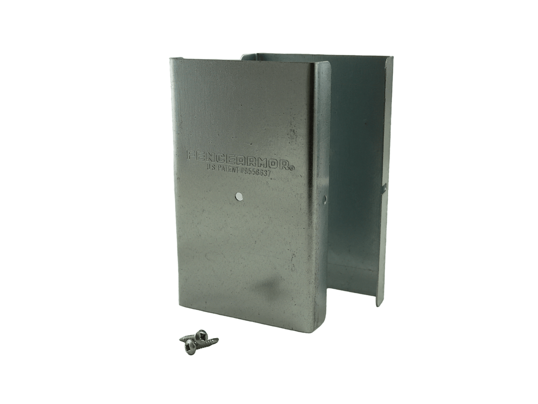 Privacy Fence Post Protection – 6˝ Tall Demi Post Protection – 6˝ Tall & Fence Armor 3.50˝ x 0.50˝ / Galv. Steel Demi Full Post Protection 6" Tall - Pairs Fence Armor