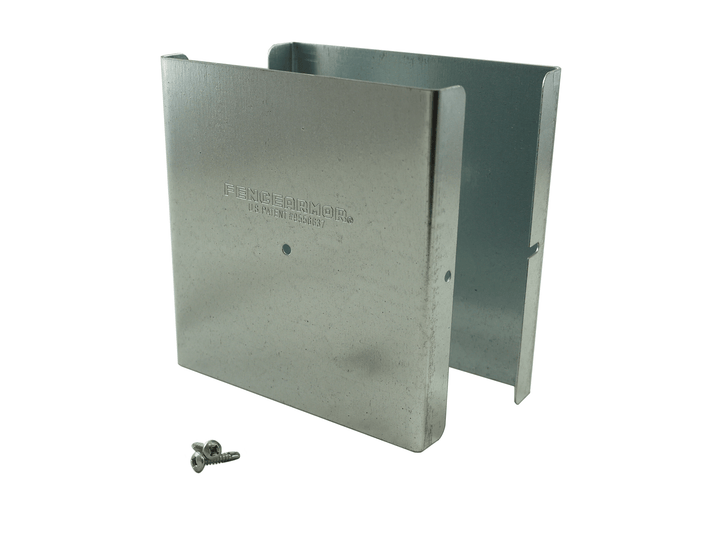 Privacy Fence Post Protection – 6˝ Tall Demi Post Protection – 6˝ Tall & Fence Armor 5.50˝ x 0.50˝ / Galv. Steel Demi Full Post Protection 6" Tall - Pairs Fence Armor