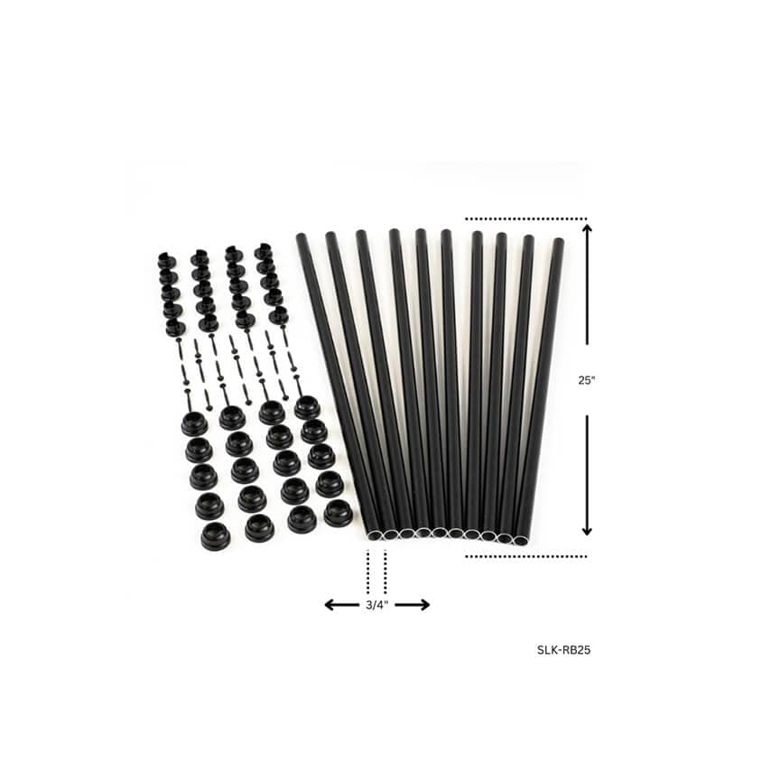 Titan Aluminum Baluster Kits Titan Aluminum Deck Baluster Kits | Fence Armor Snap n' Lock Kit-25" Long / Black Round Baluster Kit Titan Fence Armor
