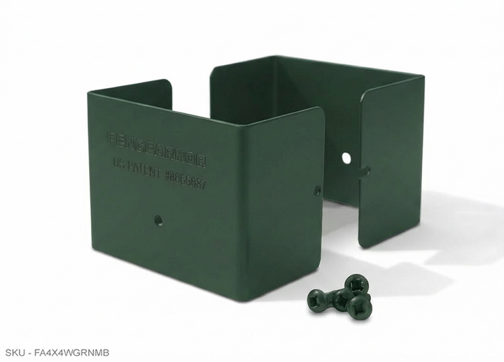 Fence Armor® Full-Protection Post Guard Fence Post Guard – Full Protection Steel Shield for Wood Posts 3.50˝ x 3.50˝ / Green Fence Armor
